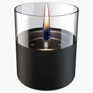 a lit candle with a flame